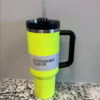 New Neon White Pink Yellow Green With 1:1 QUENCHERH2.0 40oz Stainless Steel Tumblers Cups with Silicone handle Lid And Straw Travel Car mugs Water Bottles 0408