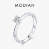Modian Sterling Sier 10 Hearts Clear CZ Simulated Diamond Simple Wedding Bands Ring For Women Statement Engagement Jewelry