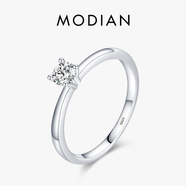 Modian Sterling Sier 10 Hearts Clear CZ Simulated Diamond Simple Wedding Bands Ring For Women Statement Engagement Jewelry