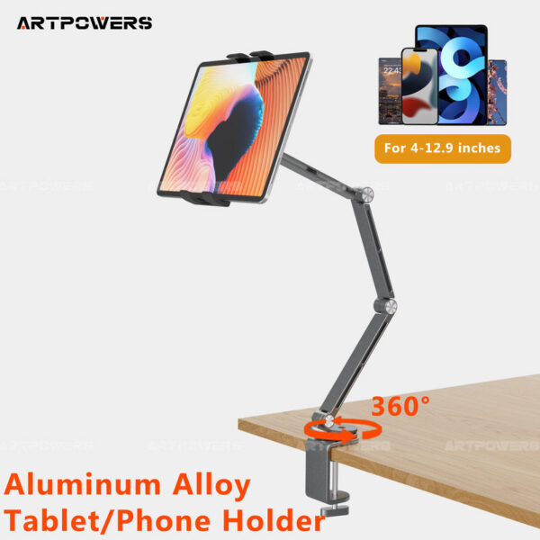 Artpowers Support for Pad Portable Monitor Phone Stand Laptop Adjustable Rotating Tablet Clip Holder Mount