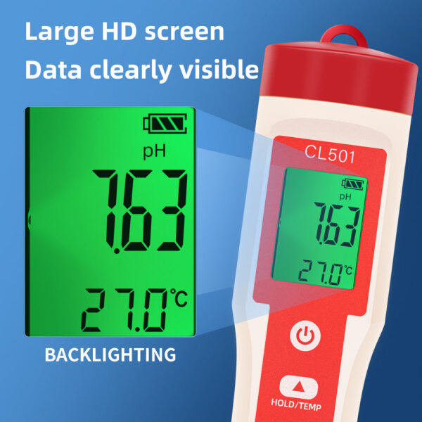 2117b8fe9afc6ec6 5 in 1 Chlorine PH CL2 H2 ORP Temperature Meter Quality Tester for Pools Drinking Water Aquarium Swimming Pool