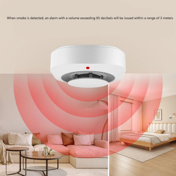 211e539c1a3fe0c1 Ceiling-mounted Smoke Detector Fire Independent Accessory 433M Wireless Alarm 360° All-round Detection
