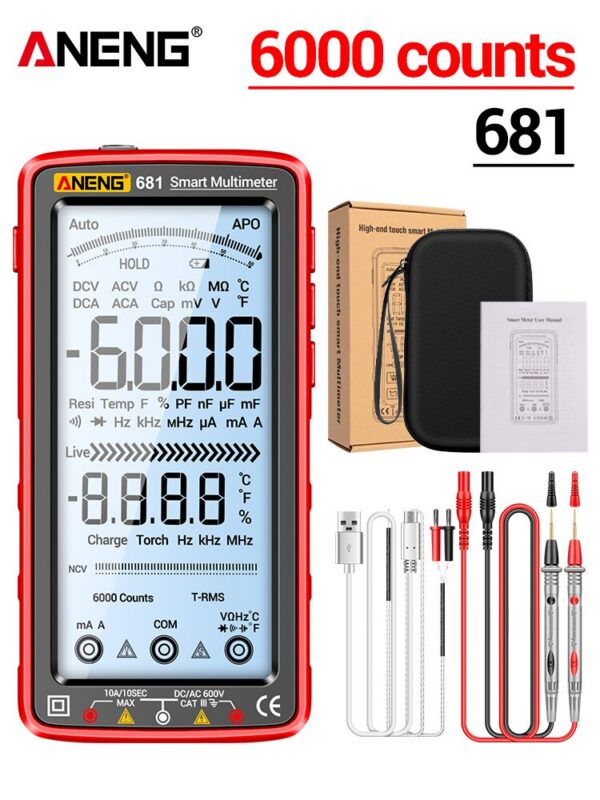 21292f8c816abdde ANENG 681 Rechargable Digital Professional Multimeter Non-contact AC/DC Voltage Meter LCD Screen Current Tester