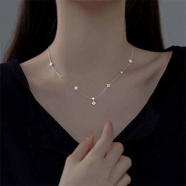 212cf14dee5cc054 TBCYD All Moissanite Pendant Necklace For Women Four-leaf Clover Link Chain Diamond Test Passed Sterling Sier Fine Jewelry