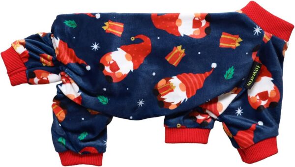 Gnome Dog Christmas Pajamas, Dog Winter Clothes for Small Dogs Girl, Lightweight Velvet Pet Jumpsuit, Cat Outfit, Black, Red, Small