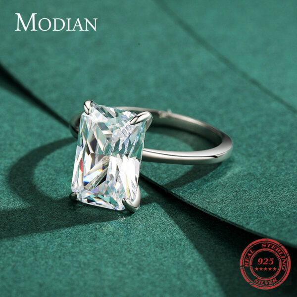 2142c701a562205f Modian Classic Rectangular Cutting Clear CZ Ring Solid Sterg Sier Finger Rings For Women Wedding Fine Jewelry