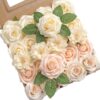 YYHUAWU Artificial Flowers Combo Box Set Gradient Color Flower Leaf with Stems for DIY Wedding Bouquets Centerpieces Baby Shower Party Home Decorations Peach