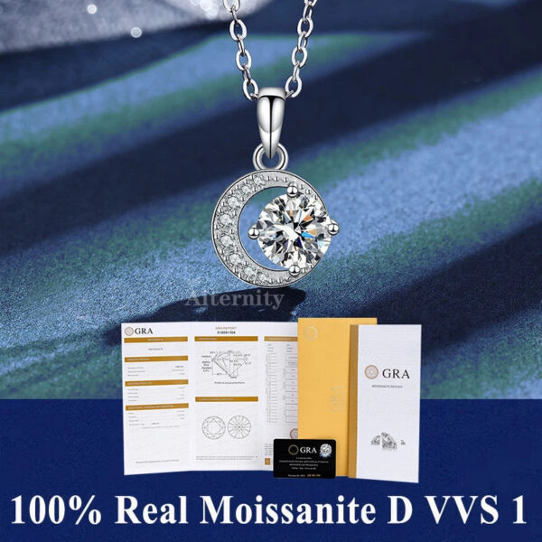 214716fa297549cc 0.5ct-1.0ct VVS1 D Color Moissanite Necklace 925 Soild Sterling Sliver Chain with Certificate Fine Jewelry for Woman Jewelry