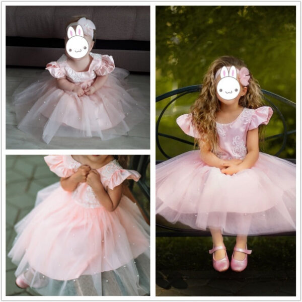1-5Y Baby Girls Dress for Wedding Party Pink Birthday Princess Dresses Kids Bridesmaids Elegant Gown Cute Girl Bow Vestidos