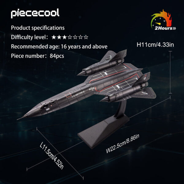21684f9f163c057e Piececool 3D Metal Puzzles Blackbird Reconnaissance Aircraft Assembly Model Kits Jigsaw DIY Toys for Adult