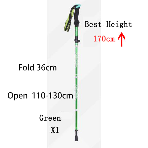 217c2f55ac7f17dd 5-Section Outdoor Fold Trekking Pole Camping Portable Walking Hiking Stick For Nordic Elderly Telescopic Club Easy Put Into Bag