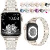 LELONG Compatible with Apple Watch Band 38mm 40mm 41mm Series 9 Series 8 7 6 5 4 3 2 1 SE Ultra, Bling Replacement Bracelet iWatch Band, Diamond Rhinestone Stainless Steel Metal Wristband Strap