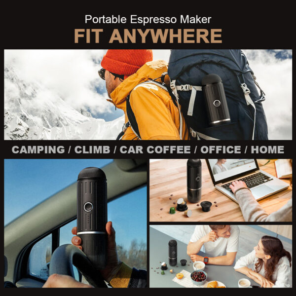 Electric Portable Maker Compatible with NS Pods and Ground Coffee 19 Bar 100W Wireless Heating Travel Espresso hine