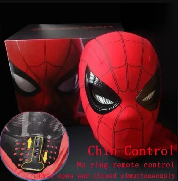 21a576868c09a561 Mascara Spiderman Headgear Cosplay Moving Eyes Electronic Mask Spider Man 1:1 Remote Control Elastic Toys Adults Kids Gift