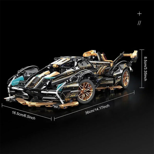 21d463355f1af58c 2024 Black V12 RC Tech Racer 1:14DIY Roadster building block assembly Block car toy birthday gift (1280 granule)