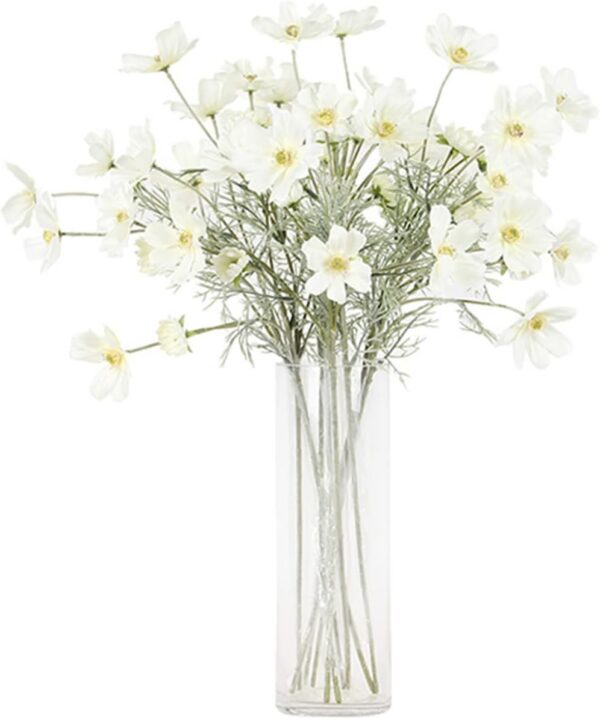 21d47ceb2cc43b8c 2 Pcs Artificial Fake Flowers Plants Cosmos Silk Flower Arrangements Wedding Bouquets Decorations Plastic Floral Table Centerpieces for Home Kitchen Garden Party Decor Approx 23.6'' High - White