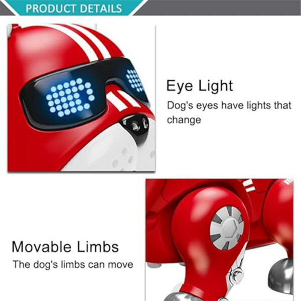 21dbd2f5a8088edb V01Violent With Movable Head Limbs Music Robot Toy Red And Blue Children's Intelligent nical Dog Electronic Pet