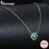 BAMOER Square Green Moissanite Sterling Sier Pendant White Gold Plated VVS1 Lab Diamond Necklace for Women