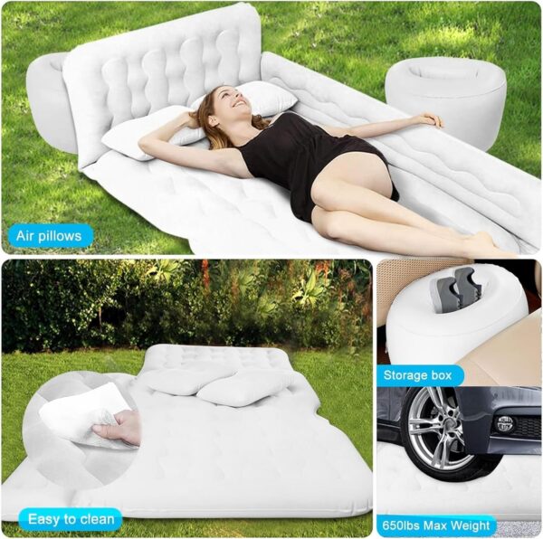 21ea23c9b9db19ee Car Bed SUV Air Mattress, Car Air Mattress with Electric Air Pump, 2 Inflatable Pillows and 2 Footrests for Back Seat, Trunk Sleeping - Upgraded -Thickened Camping,White