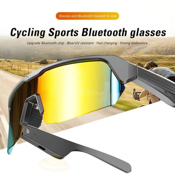 220b3271f3e3609e YJ006 Cycling bluetooth smart glasses technology audio call remote headset sunglasses sports driving music earbuds headphones