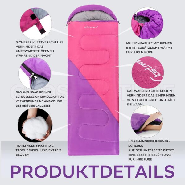 Clostnature Leichter Schlafsack für Camping – Outdoor Lässiger Deckenschlafsäcke mit Kleines Packmaß für Erwachsene, Damen, Herren, Wandern, Sport, Bergsteigen(Links Reißverschluss)