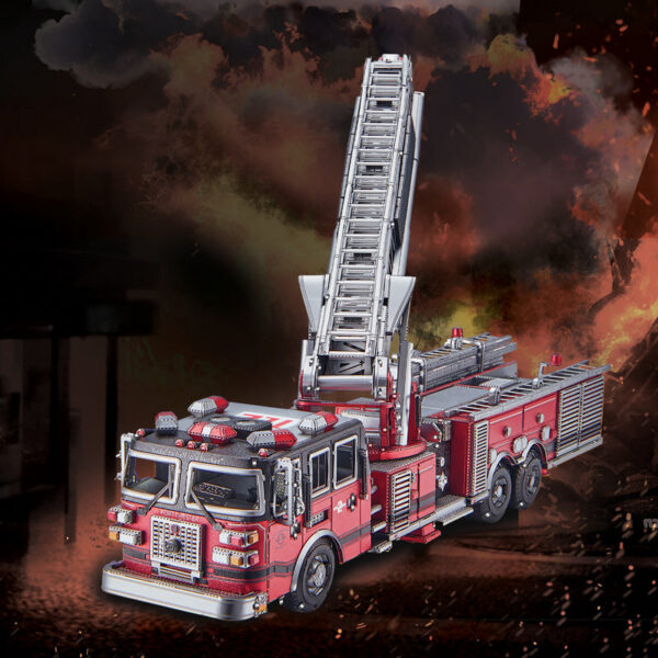 2223eb815cb09669 Piececool 3D Metal Puzzles Ladder Truck Assembly Kits Engineer Vehicle Collection Model DIY Jigsaw for Home Decor