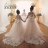 BABYONLINE Long Sleeve Flower Girl Dresses For Wedding Guest Kids Bridesmaid With Bow White Ivory Lace Tulle First Communion