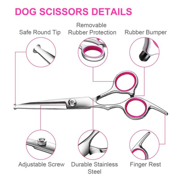4pcs Dog Grooming Scissors with Safety Round Tip-Stainless Steel Set Precise Trimming and Shaping Ideal for All Breeds