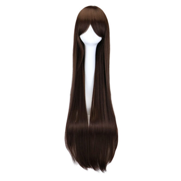 Long Straight Cosplay Wig Purple Black Red Pink Blue Dark Brown 100 Cm Synthetic Hair Wigs