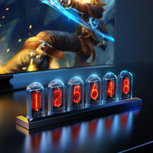 224a00e7ba4d38f9 RGB Nixie Clock LED Glows IPS Color Screen DIY Analog Digital Tube Night lights Gaming Desktop Home Decoration Gift Idea