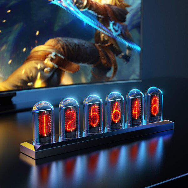 RGB Nixie Clock LED Glows IPS Color Screen DIY Analog Digital Tube Night lights Gaming Desktop Home Decoration Gift Idea