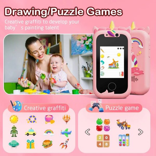 Kids Smart Camera Toys Touchscreen Learning Toy for 3-8 Year Old Boys Girls Phone MP3 Player Christmas Birthday Gifts
