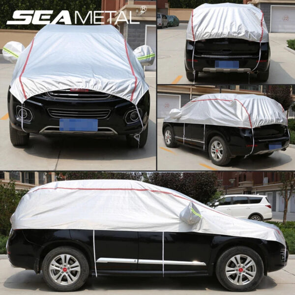 224e436677ef0d7e Universal Half Car Cover Waterproof Outdoor Cover Oxford Sun Rain Uv Protection Dustproof Snowproof Car Body Cover for SUV Sedan