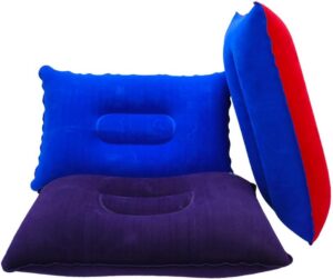 2269c7b0470a6a35 3 Pack Camping Travel Pillow Small Squared Flocked Fabric Air Pillow, Compact, Comfortable and Ergonomic Inflatable Pillow, Used to Support Camping and Hiking