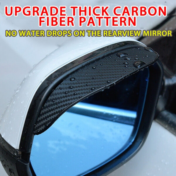 2PCS Rearview Eyebrow Carbon Fiber Pattern Car Universal Reversing Mirror Rain Shield
