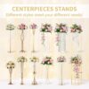 226e59a1603f1de0 NUPTIO Artificial Flower Centrepieces for Tables - 6 Pcs Crimson & White Fake Flowers Roses Balls 9.5in Diameter - Silk Faux Rose Arrangement for Wedding Party Centerpiece Table Decorations