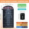 226fb25c36dd42a5 0 Degree Sleeping Bag 100% Cotton Flannel XXL Cold Weather Winter Oversized Sleeping Bag for Adults Camping Zero Degree Big and Tall with Compression Sack