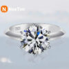 NeeTim 5 Carat Moissanite Ring For Women Sterling Sier Plated White Gold D Color Diamond Engagement Wedding Band Fine Jewelry