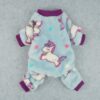 Unicorn Fuzzy Dog Pajamas, Dog Winter Clothes for Small Dogs Girl Boy, Pet Onesie with Feet, Cat Outfit, Light Blue, Small