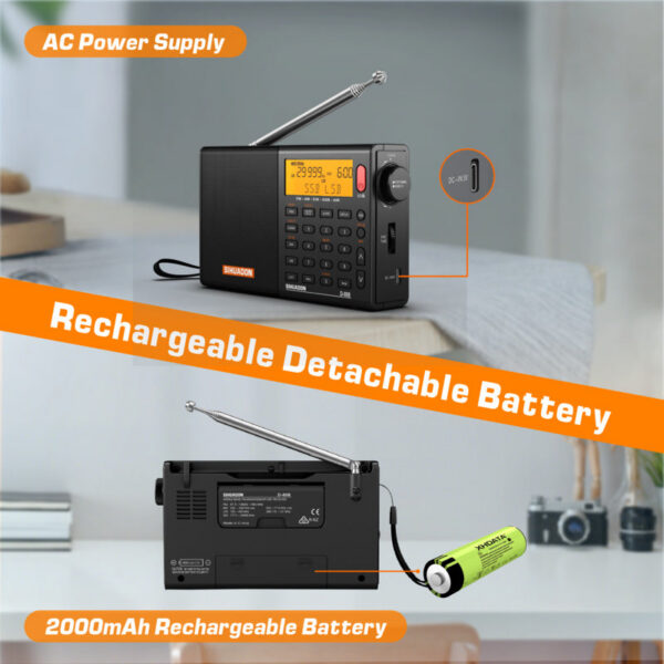 SIHUADON D808 AM/FM/SW/MW SSB AIR RDS Full Band Portable with Multifunction Deep Sound Stereo Rechargeable Radio Receiver
