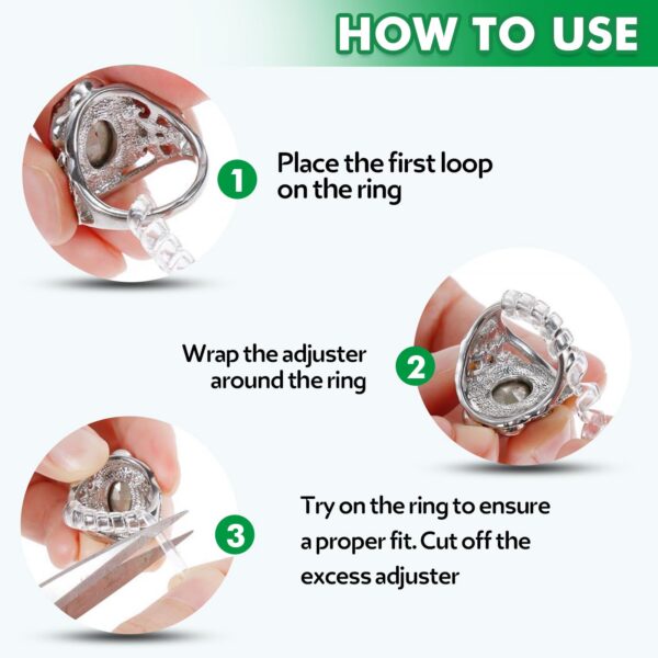 Anpro 15 Pack Size - with 3 Sizes Clear Sizer Adjuster Loose Rings,Spiral Silicone Tightener Set,Invisible Ring Guards(Please See Below Picture for The Steps)