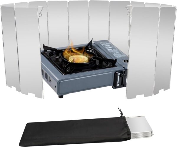 10/12/16 Plates Stove Windscreen, Aluminum Stove Windshield with Drawstring Bag, for Camping, Butane Stoves(10 Plates)