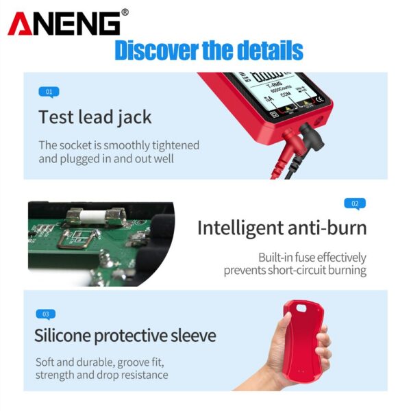 229ac34c48886067 ANENG 620A 6000 Counts Digital Smart Multimeter Transistor Testers True RMS Auto Electrical Capacitance Meter Temp Resistance