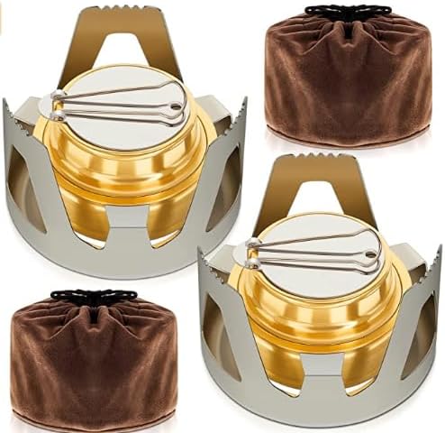 229dc1a5e852a718 2 Pack Mini Alcohol Stoves, Ultralight Portable Spirit Burner Furnace, Camp Stove with Aluminum Stand, Grey Alcohol Fuel Stove for Outdoor Backpacking Hiking Camping Survival Picnic Cooking