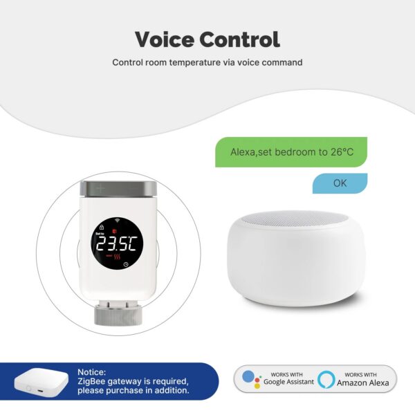 22a958c80566c224 MOES Tuya Smart Wifi/ZigBee Thermostatic Radiator Valve TRV Programmable App Remote Temperature Controller with Alexa GoogleHome