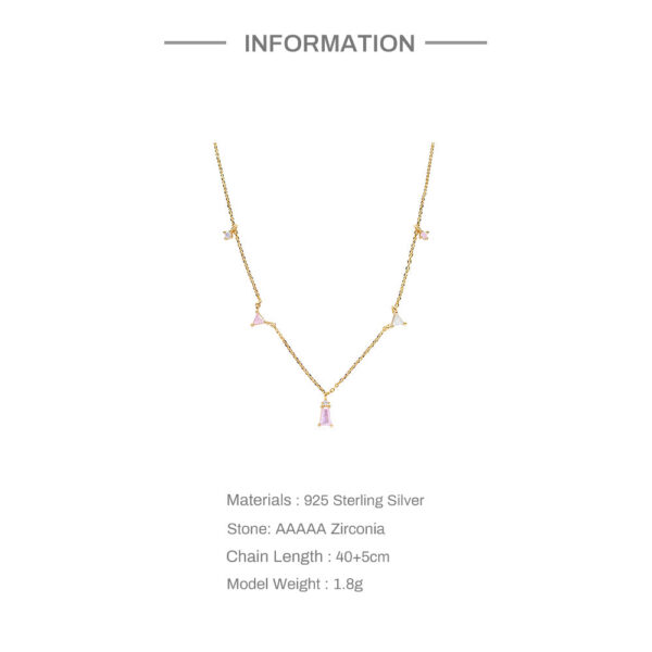 CANNER Sterling Sier Romantic Pink White CZ Pendant Necklace For Women Jewelry Fancy Diamond Chain Choker Necklaces Bijoux