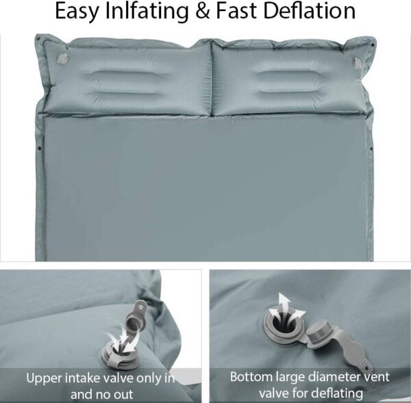 Ubon Doppelte Selbstaufblasende Schlafmatten Isomatte Aufblasbare Matratze für 2 Personen 3,6cm Luftmatratzen und leichtes Campingbett