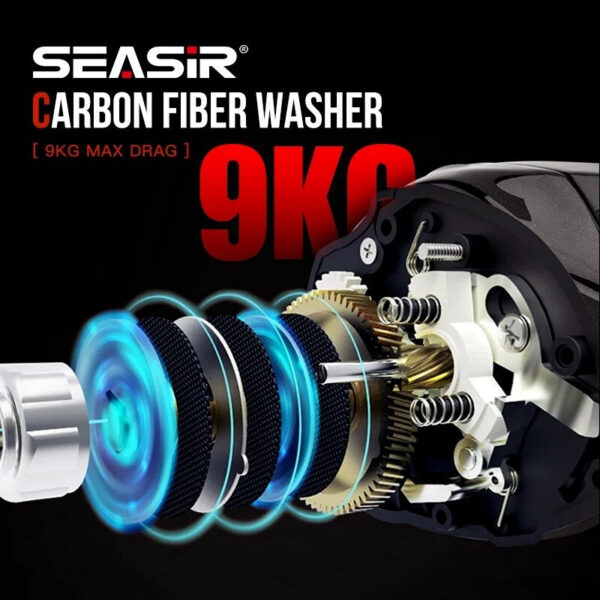 SEASIR Cast X2 Baitcasting Reel 7.3:1 Hybrid Ceramic Carbon Fiber Washer Dual Bearing System N52 Brake Fishing Reels
