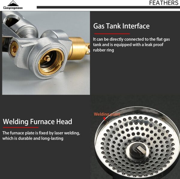 Campingmoon Portable Campingkocher with 4-Flex klein GasKocher Outdoor Camping Kocher Backpacking Gas Stove mit Zündgerät