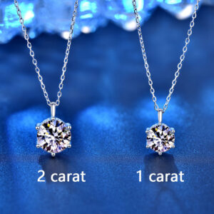 HOYON s Sterling Sier 2 Carat Moissanite Diamond Pendant Women's Fashion Minimalist Collar Necklace Jewelry Gift